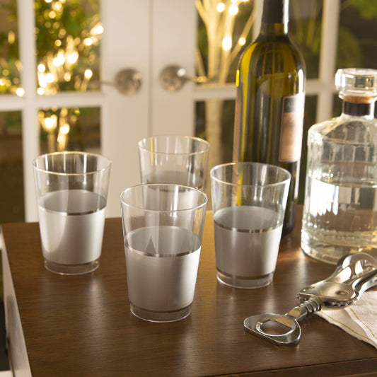 Silver Plastic Cups | 10 Cups | EnFete Party