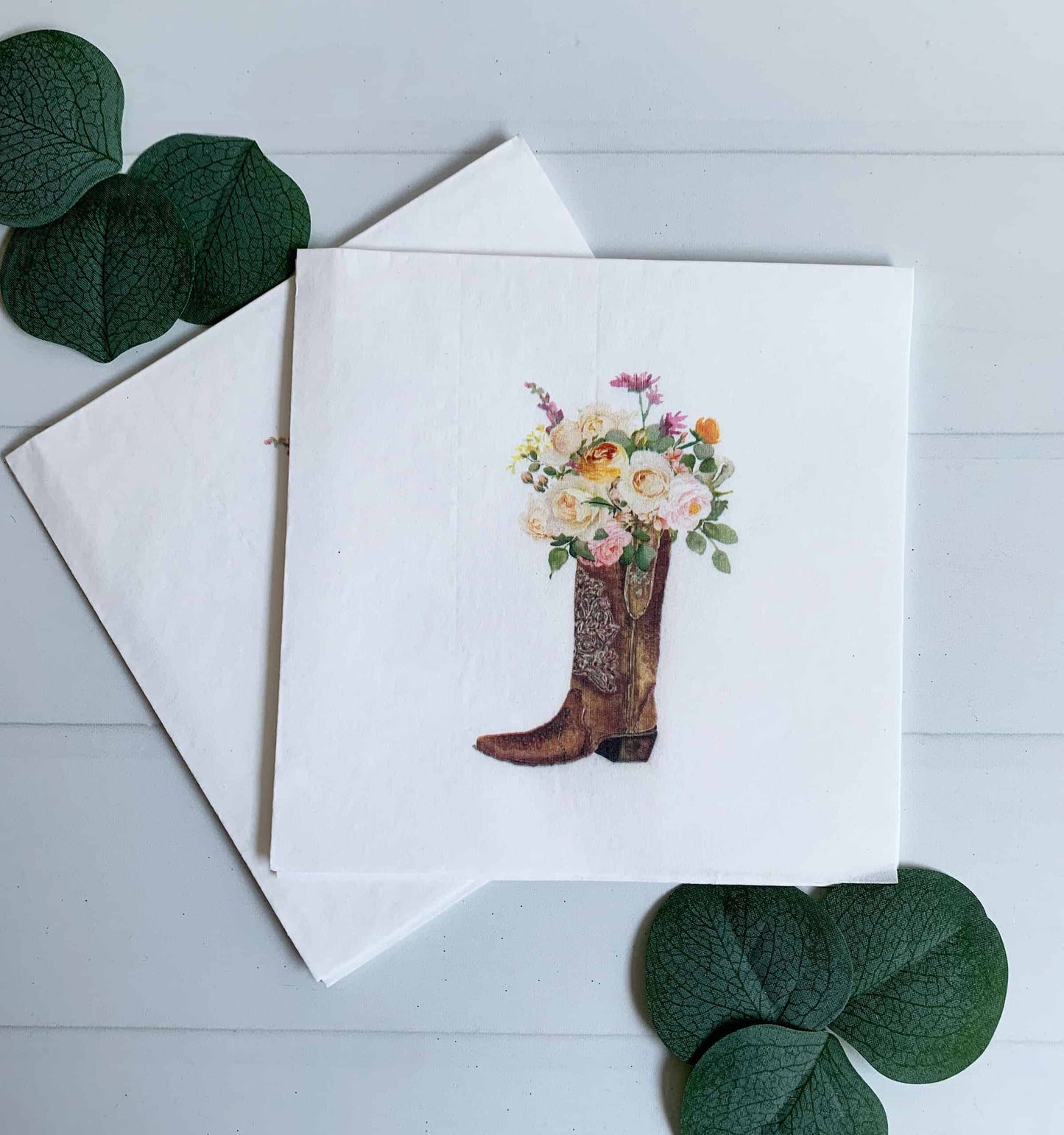 Cowgirl Luncheon Napkins - Boot with Florals