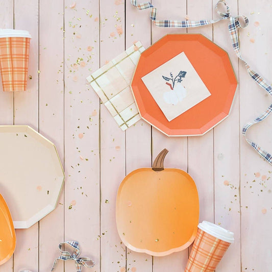 Peach Plaid Luncheon Napkins | EnFete Party