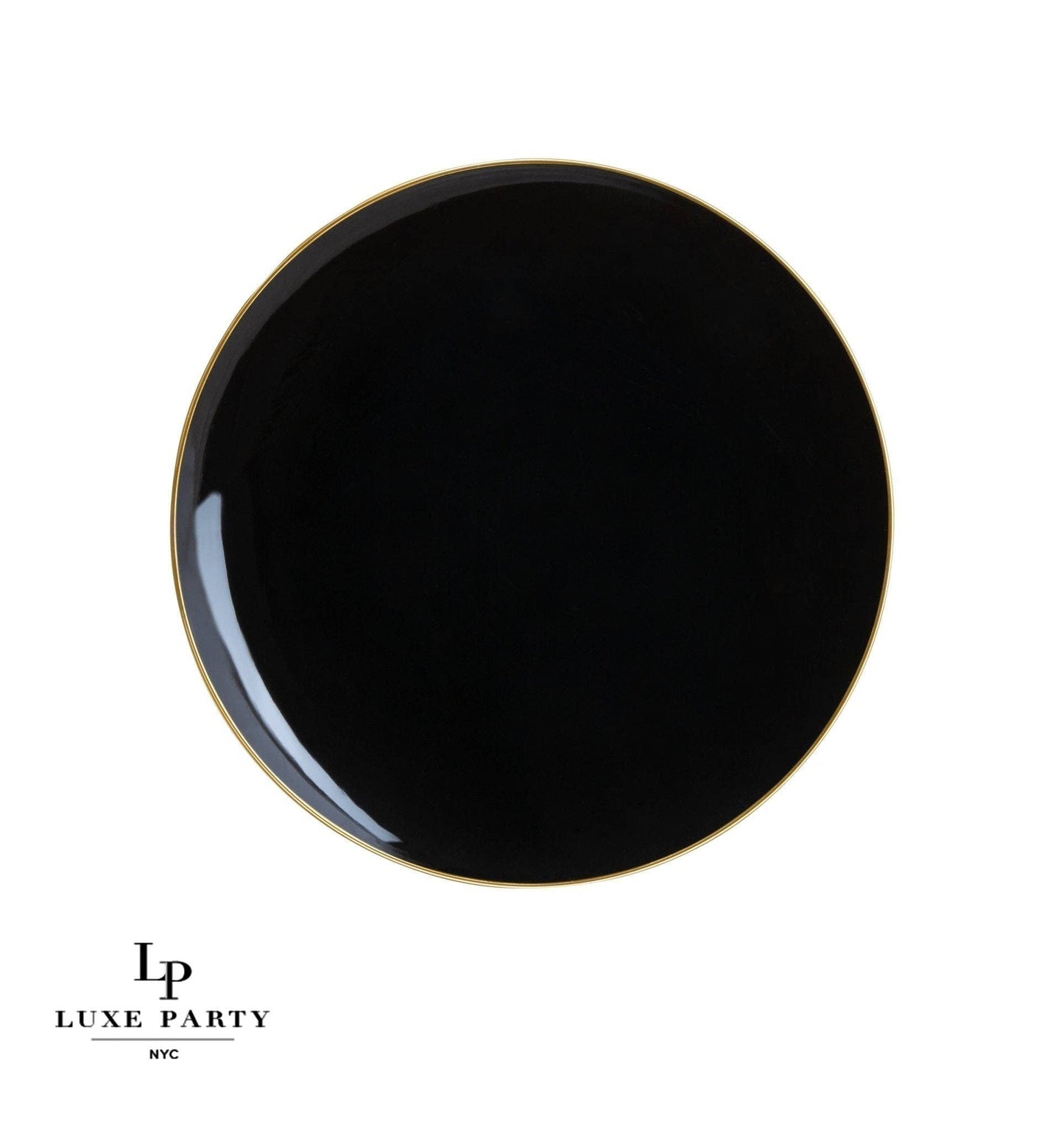 Black Plastic Dessert Plates - with Gold Edge