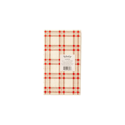 Red & Cream Plaid Dinner Napkins – Americana Summer Party Napkins for 4th of July | EnFete Party
