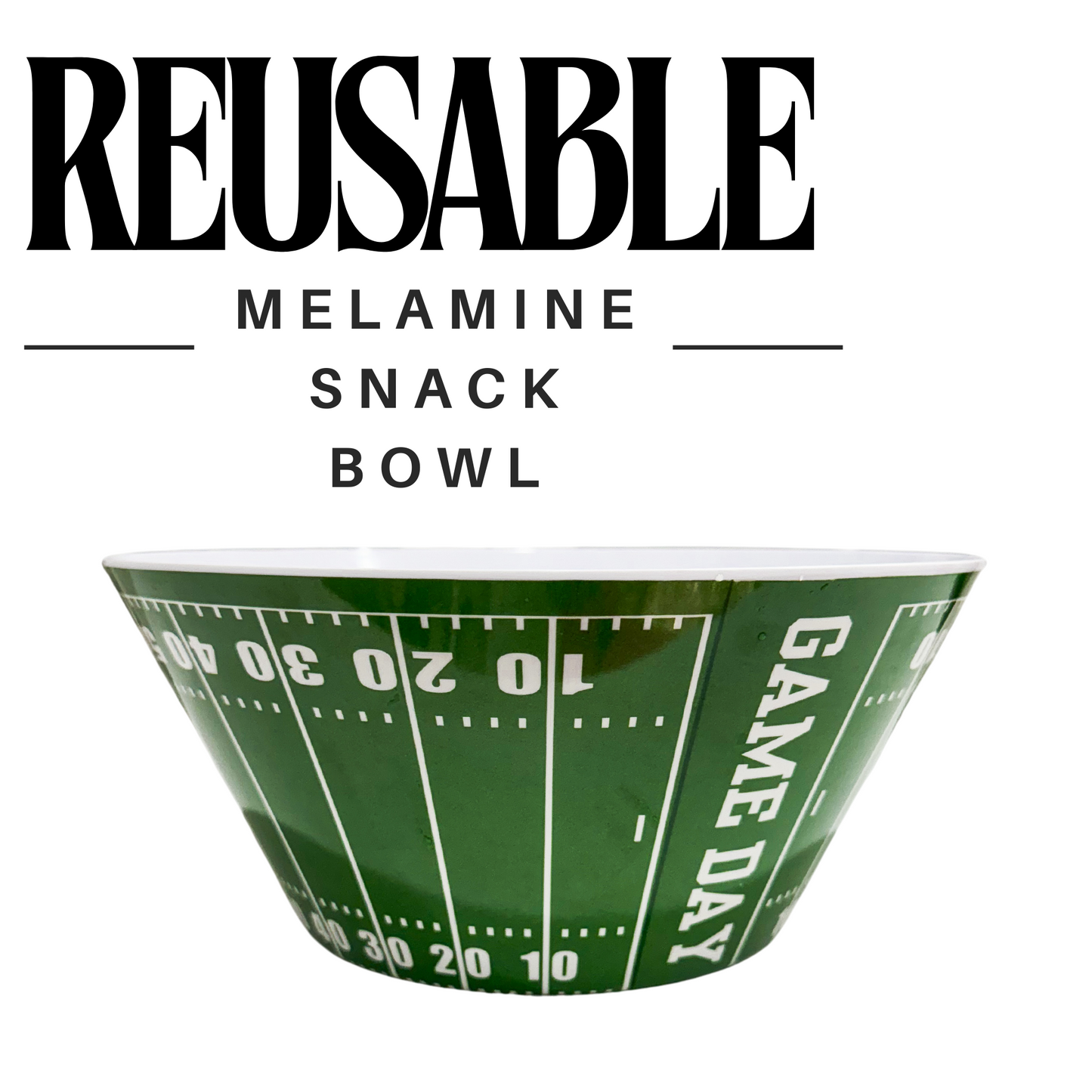 Football Game Day Snack Bowl — Reusable Melamine Chip & Serving Bowl for Tailgates