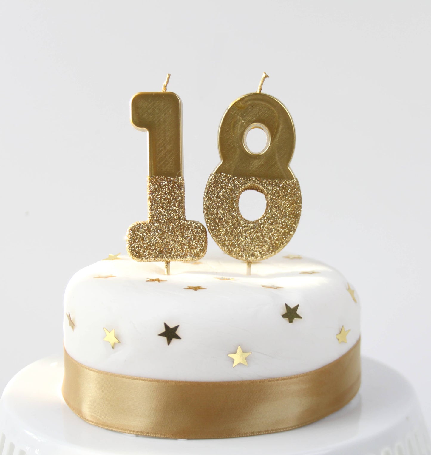 Gold Glitter Number 8 Birthday Candle - 8th Birthday Cake Topper | EnFete Party