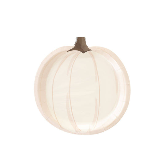 Cream Pumpkin Shaped Paper Plates | Set of 8 | 9 Inch | EnFete Party
