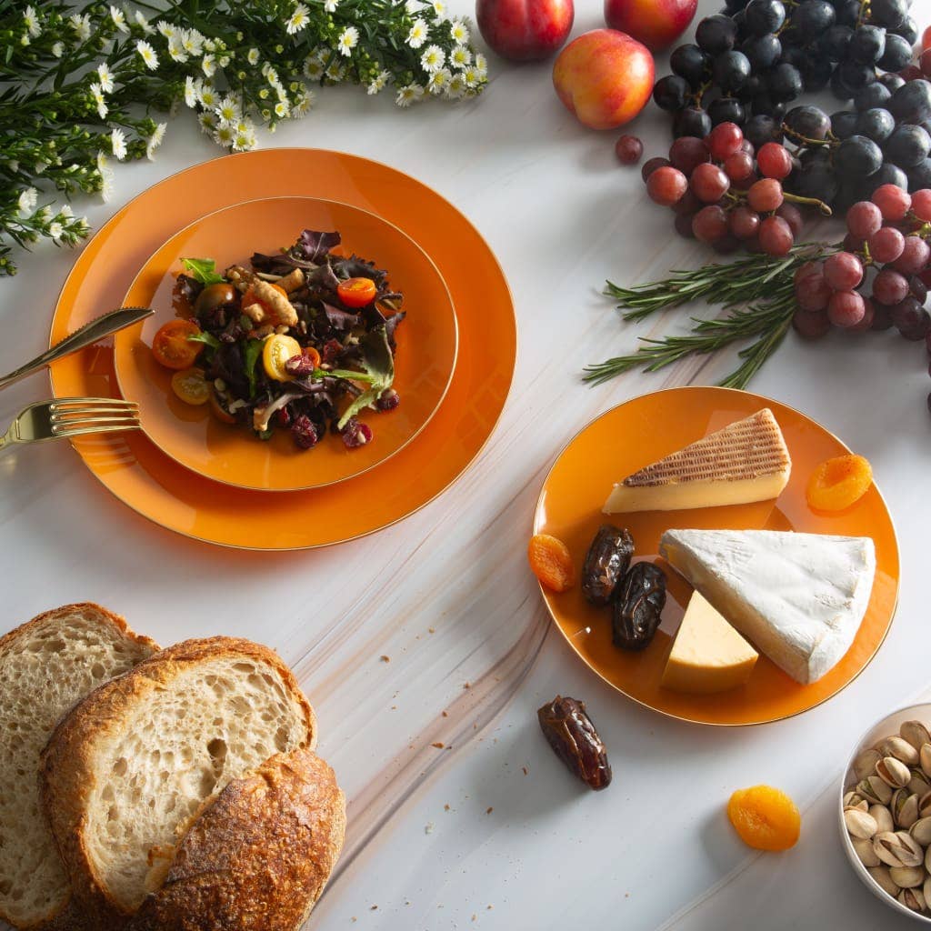 Amber Pumpkin with Gold Edge Dinner Plates 10.25" | EnFete Party