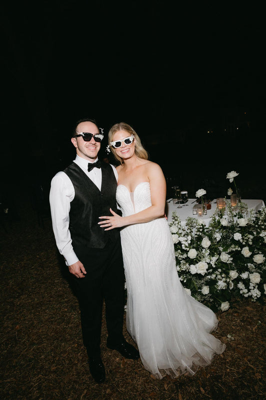 Bride and Groom 80s Style Handmade Sunglasses Set | EnFete Party