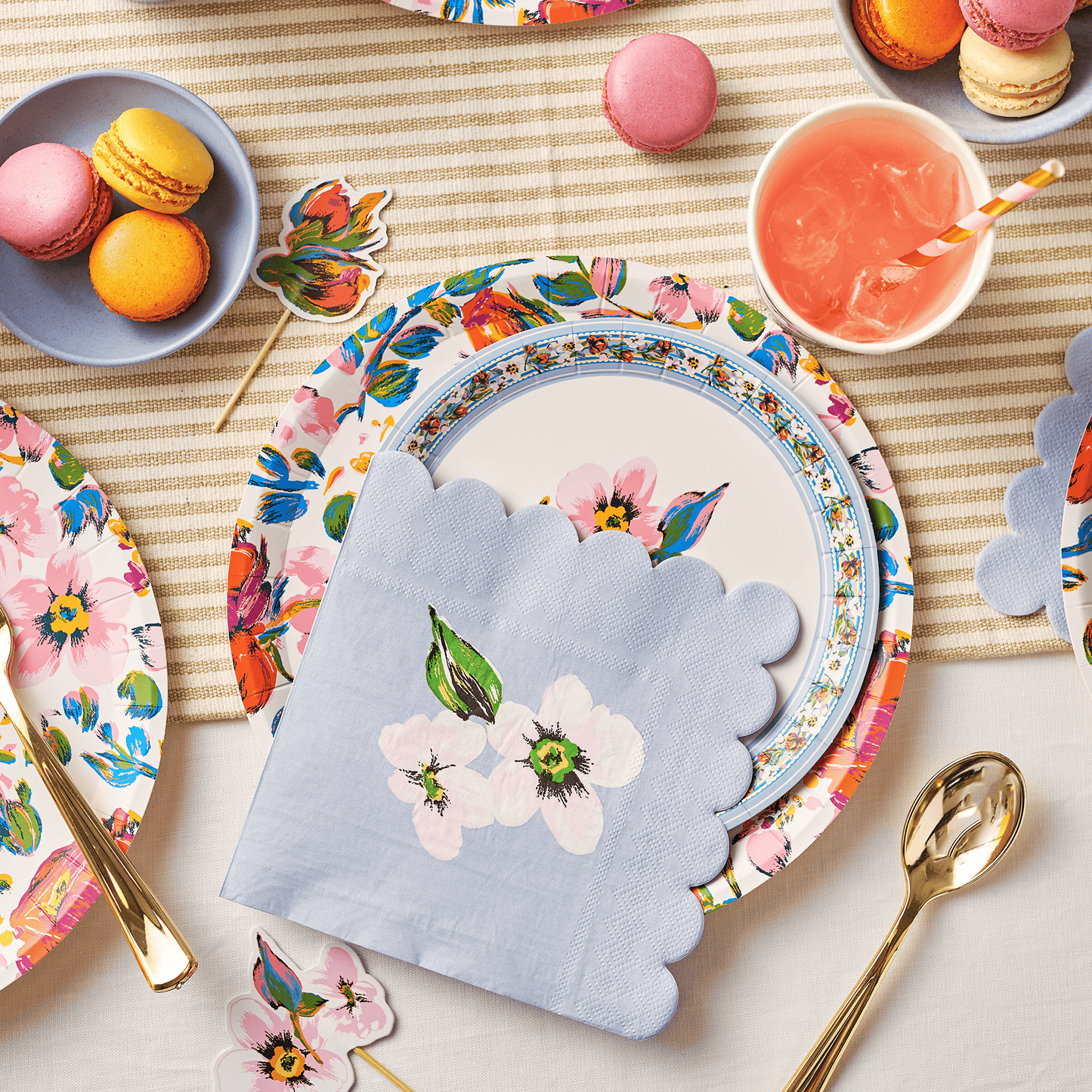 Ice Blue Floral Cocktail Napkins - Vera Bradley