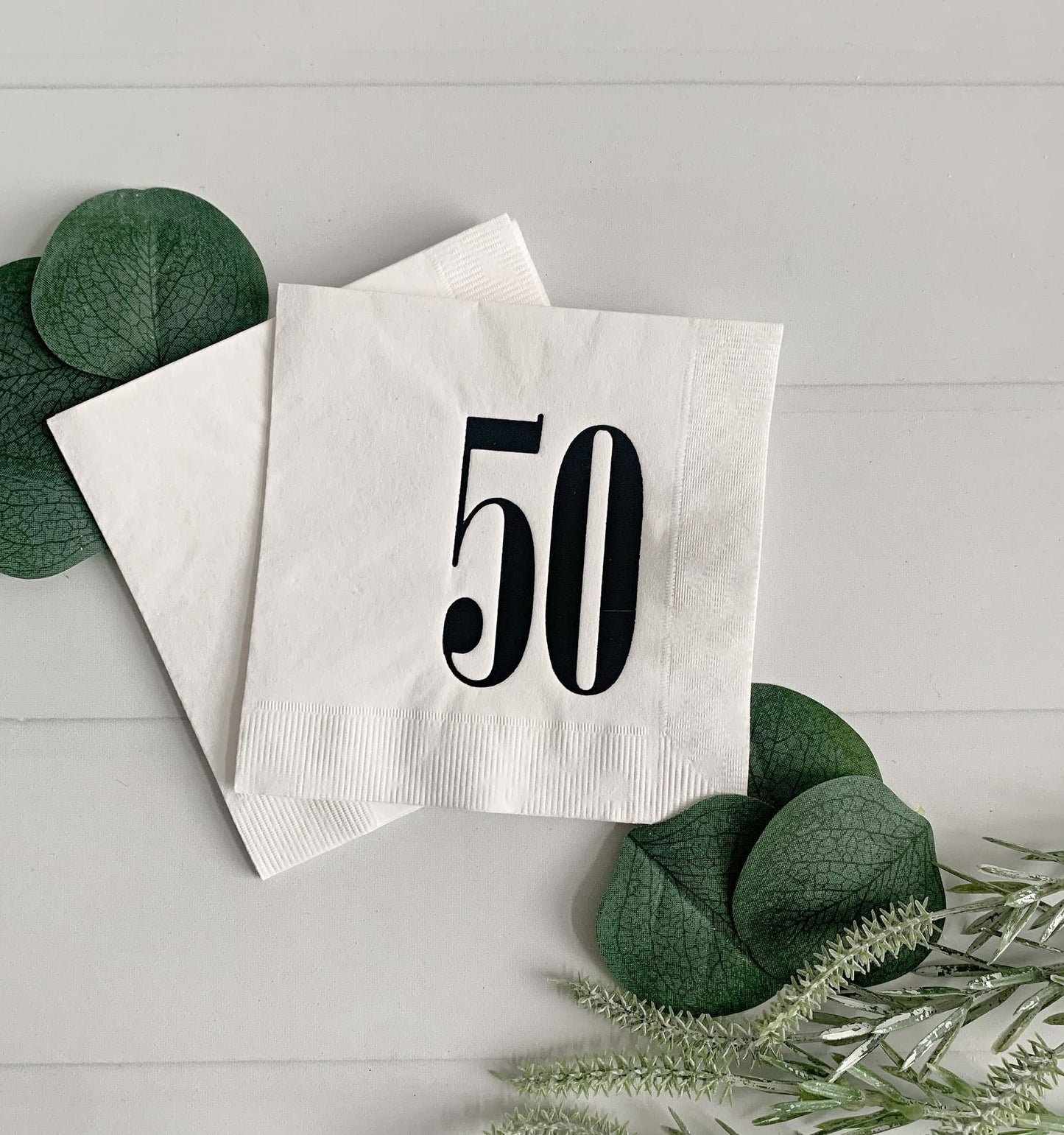50th Birthday Napkins - White & Black