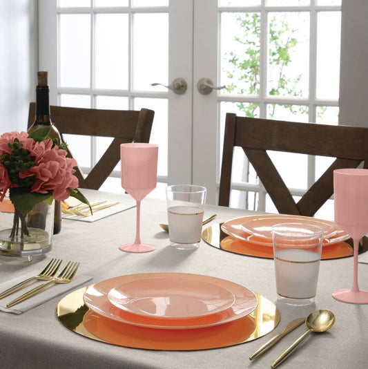 Coral (Peach) With Gold Edge Dinner Plates | EnFete Party