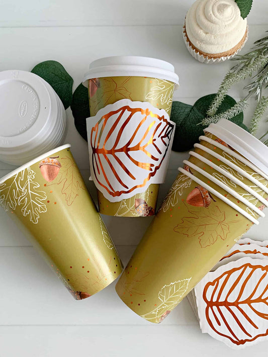 Fall Acorn and Oak Paper Coffee To-Go Cups