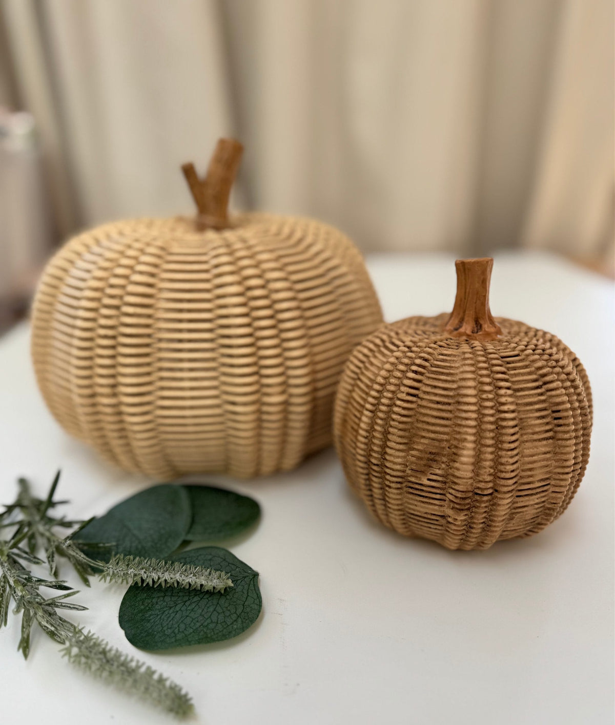 Small Wicker Resin Pumpkin | Fall Entertaining Centerpiece | EnFete Party