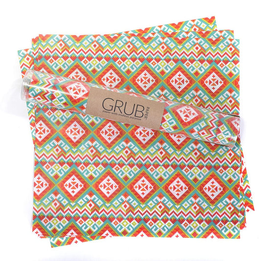 Grub Paper Fiesta Pattern - Taco Bar Cinco de Mayo Final Fiesta Party Food Tray Liners | EnFete Party