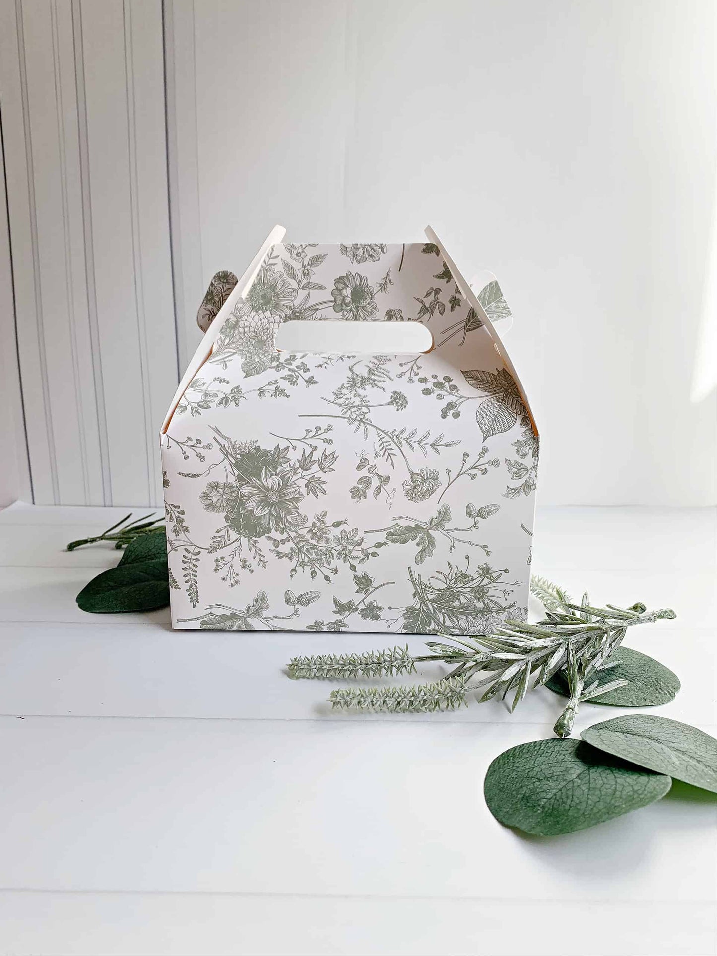 Sage Floral Gable Gift Tote - Set of 10