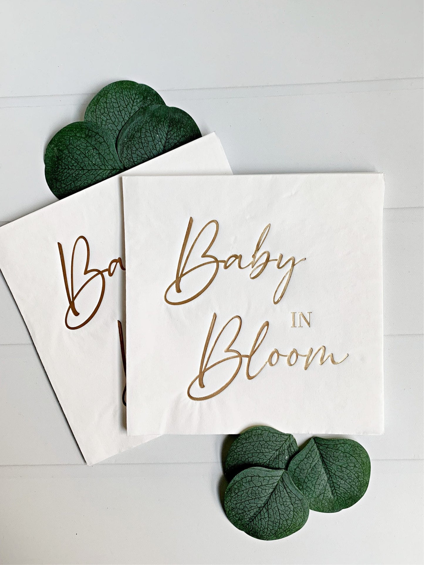 Baby in Bloom Luncheon Napkins Gold Foil - Spring Summer Baby Shower - Set of 16 | EnFete Party