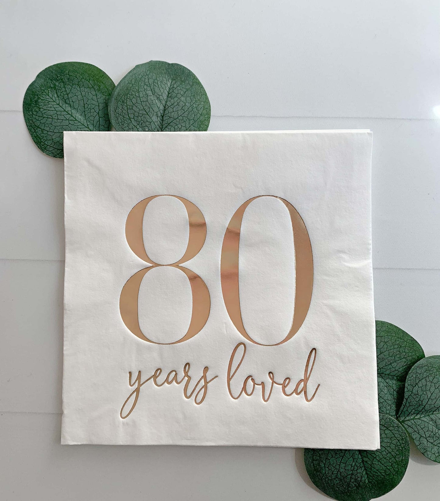80 Years Loved Luncheon Napkins - White