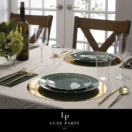 Eucalyptus Green with Gold Dessert Plates - Plastic | EnFete Party