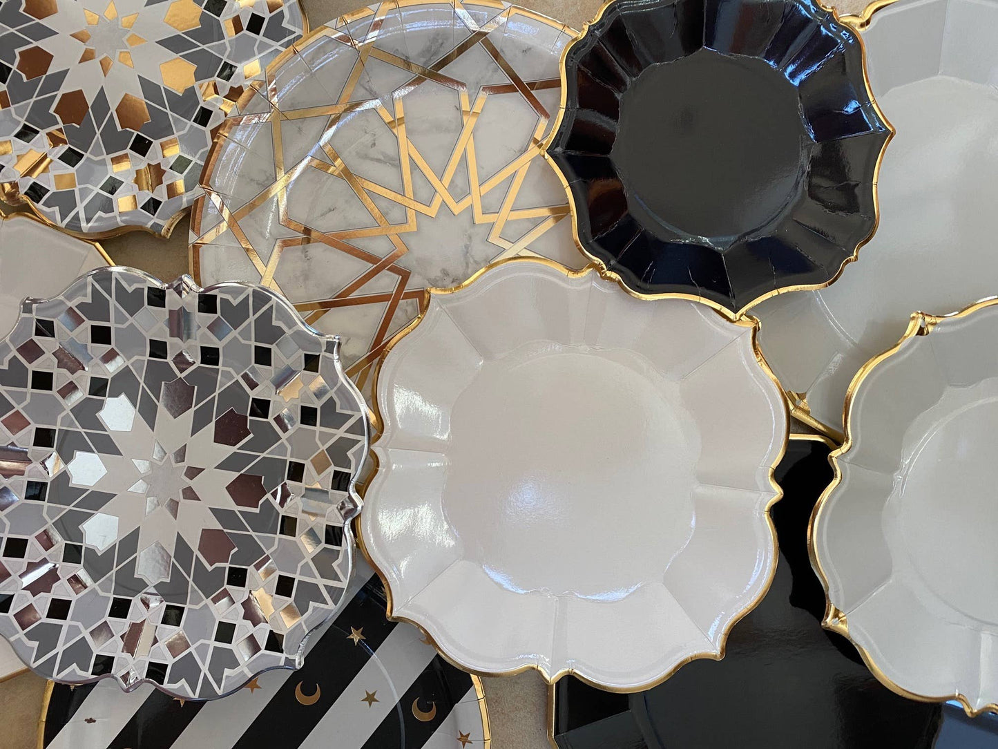 8 Gray With Silver Border Lunch Plates