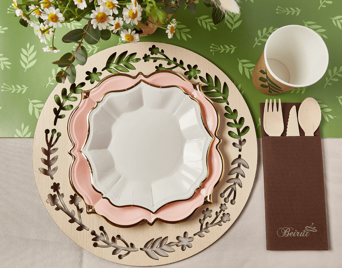 Boho Sage Green Table Runner - 96" Wipeable Oilcloth | EnFete Party