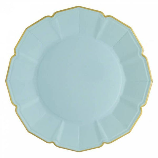 Light Blue Dinner Plates with Gold Edge
