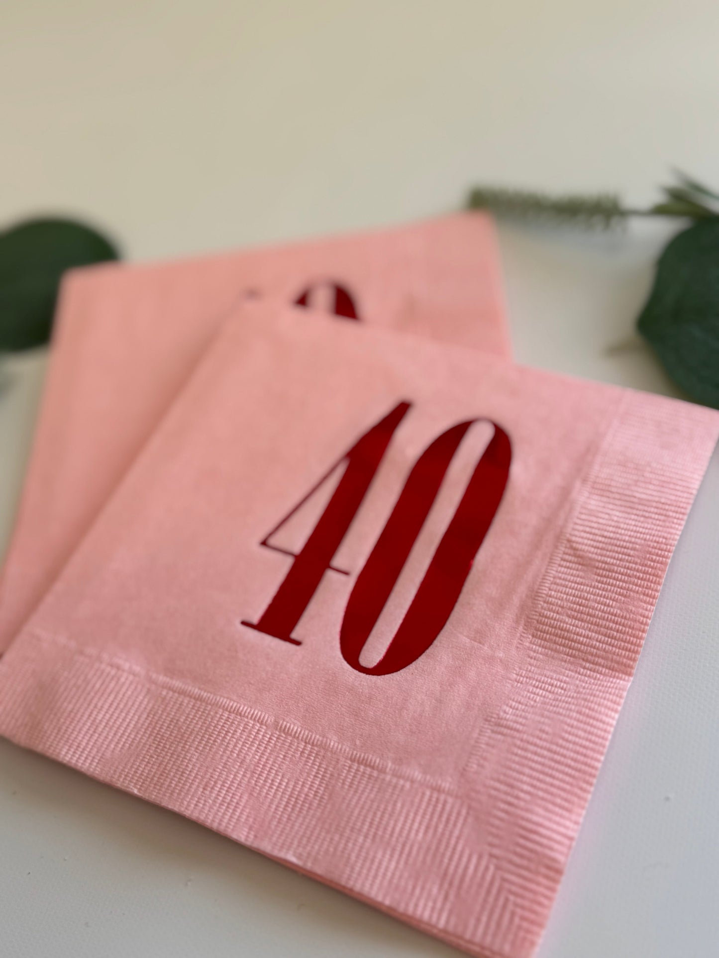 40th Birthday Napkins Pink & Red Foil - Retro Milestone Party - Set of 16 | EnFete Party