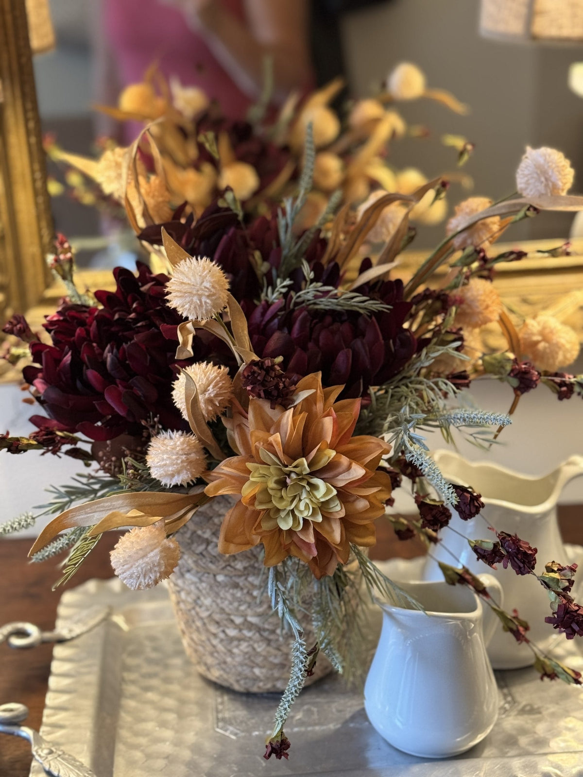 Wedding Centerpiece Amber Burgundy - Fresh Off the Market Bridal Shower Fall 2026 Wedding Decor | EnFete Party