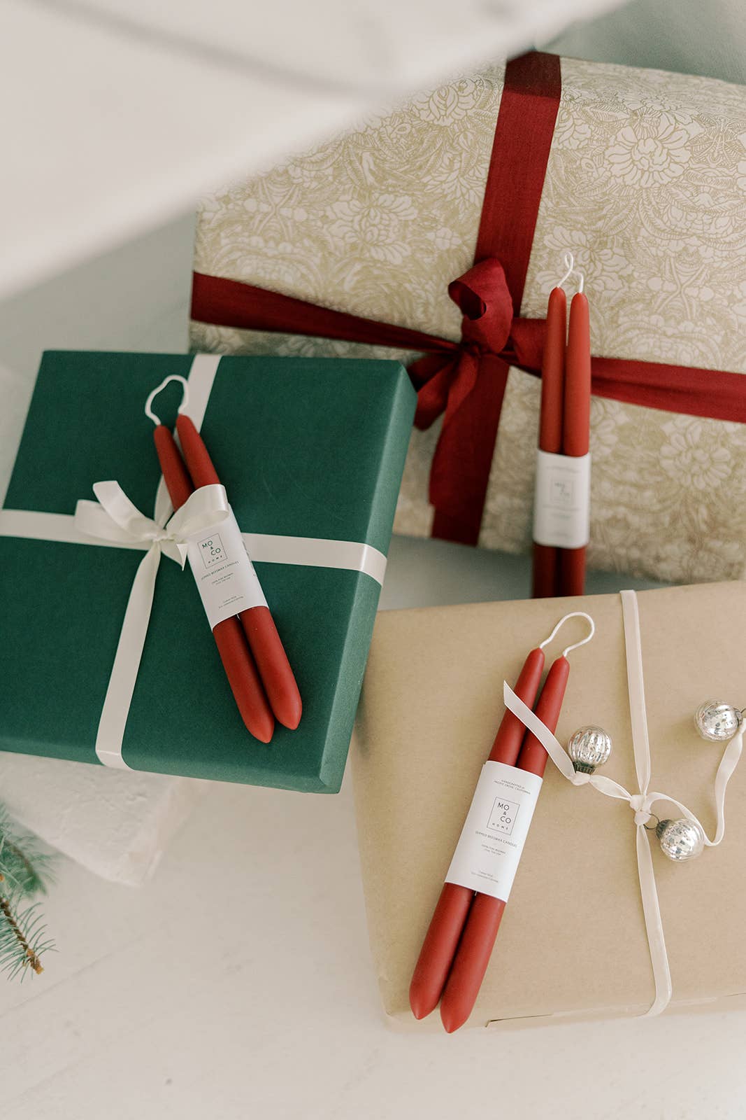 Berry Red Beeswax Taper Candles - 14 Inch Hand-Dipped Natural Candles (Pair) | EnFete Party