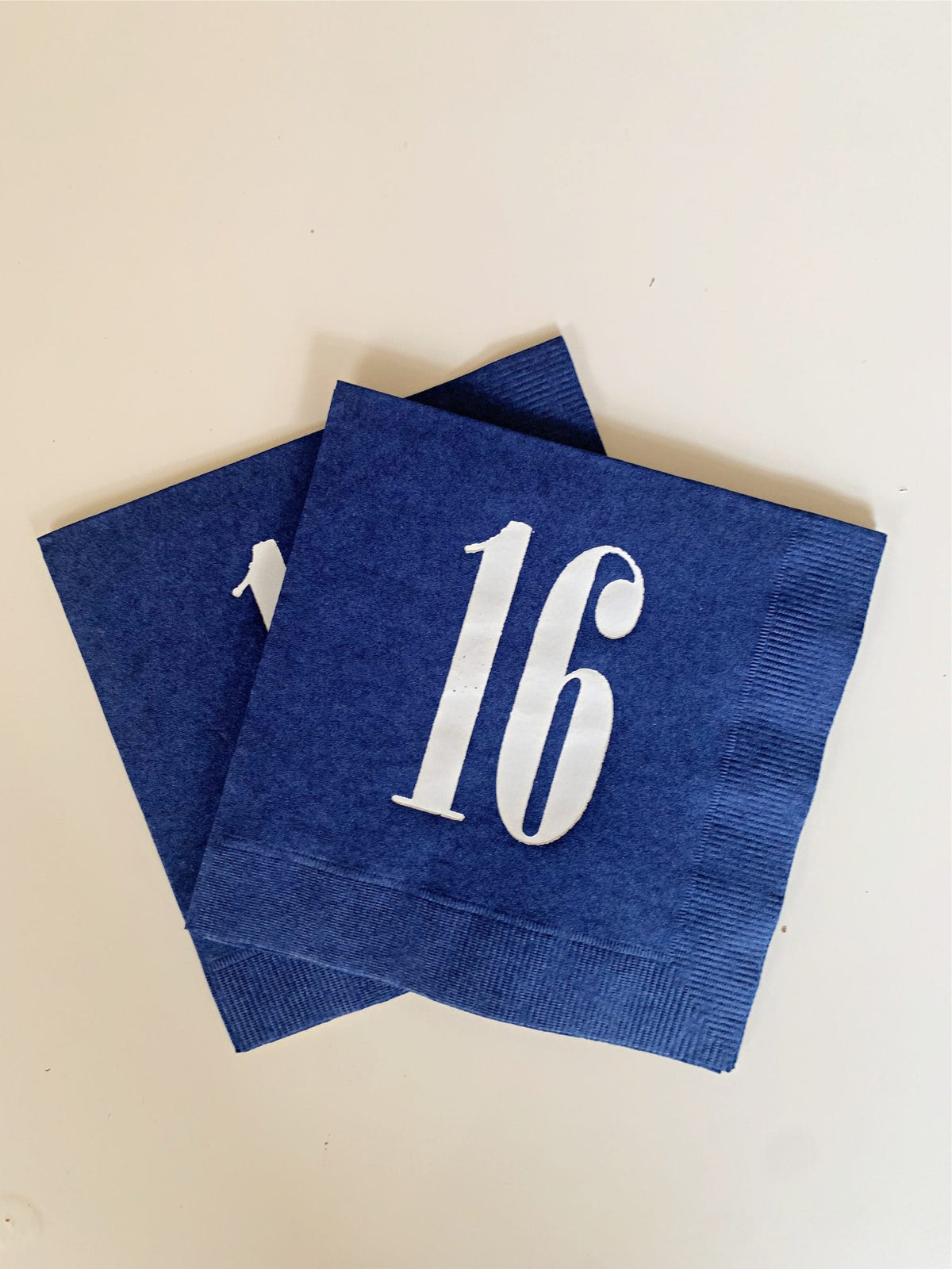 16th Birthday Cocktail Napkins – Navy & White Foil | EnFete Party
