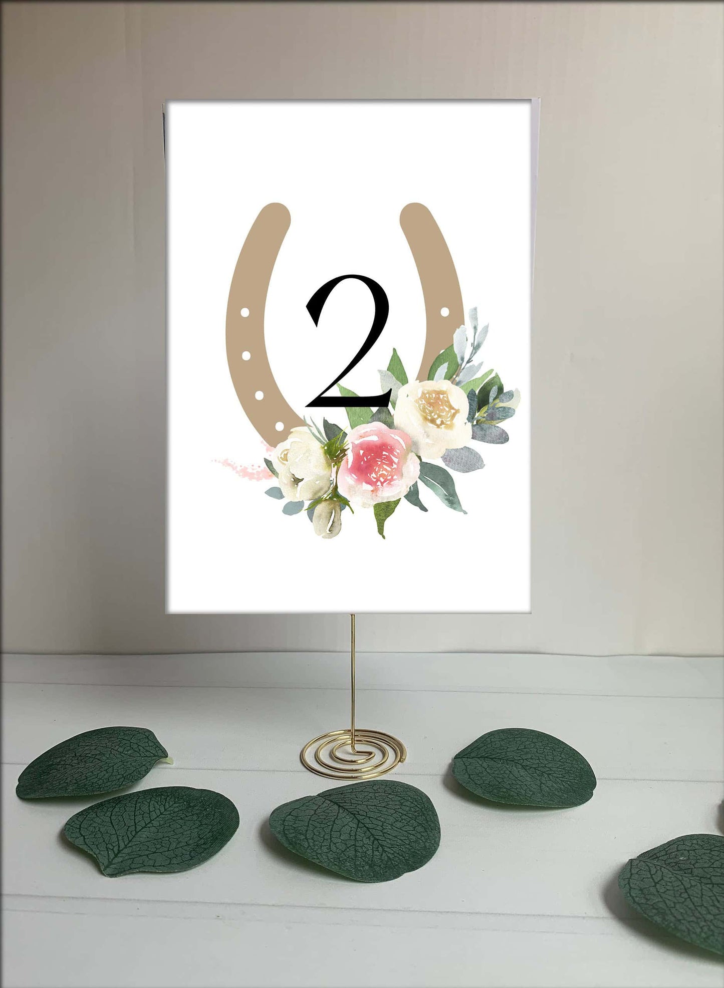 Derby Table Numbers - Ivory and Blush Horseshoe 11-20