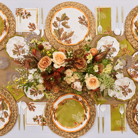 Fall Acorn and Oak Paper Dessert and Appetizer Plates | EnFete Party