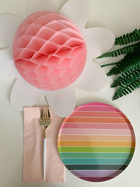 Rainbow Stripe Paper Plate- 8.25"