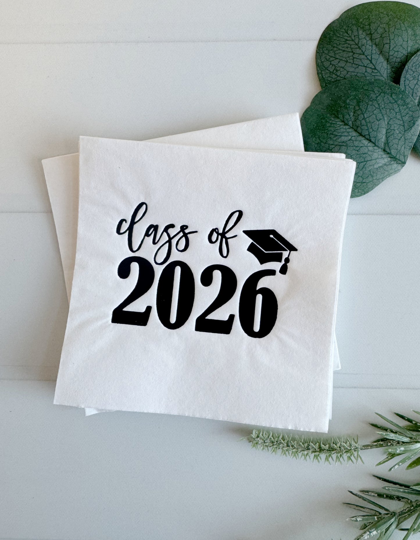 Class of 2026 Graduation Cocktail Napkins | Black & White Party Decor
