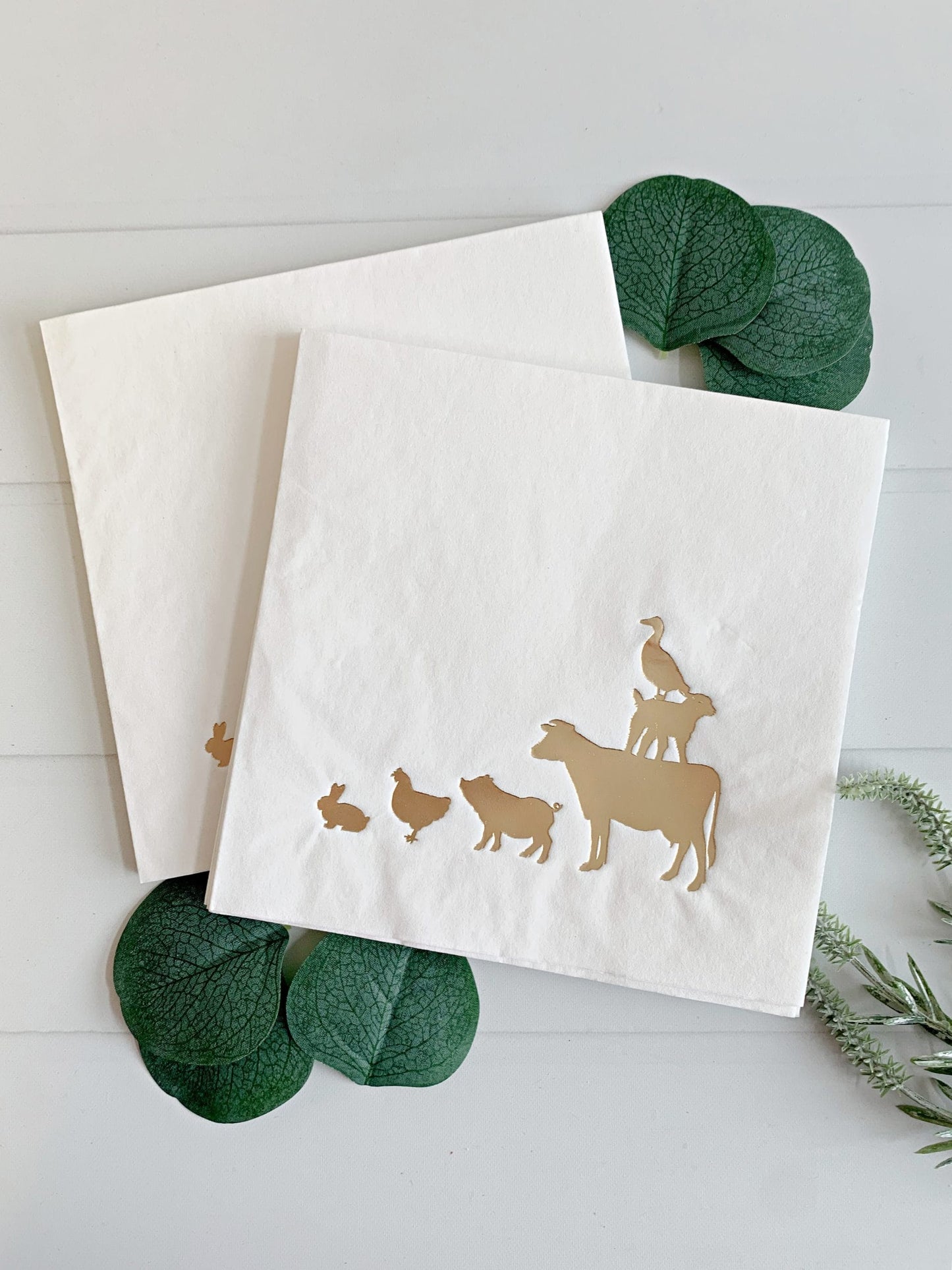 Gold Farm Animals Luncheon Napkins - Barnyard Party Decor | EnFete Party