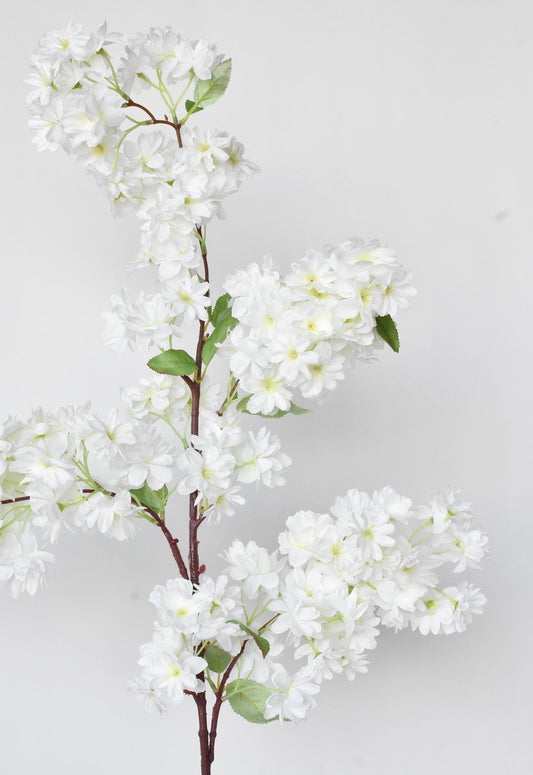 40" Faux Cherry Blossom Branch Stem Cream