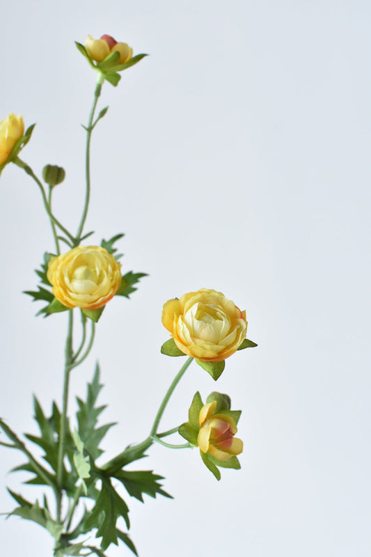 22" Faux Mini Yellow Ranunculus Stem