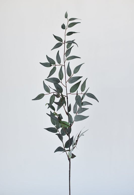 36" Faux Dark Green/Gray Ruscus Leaf Stem