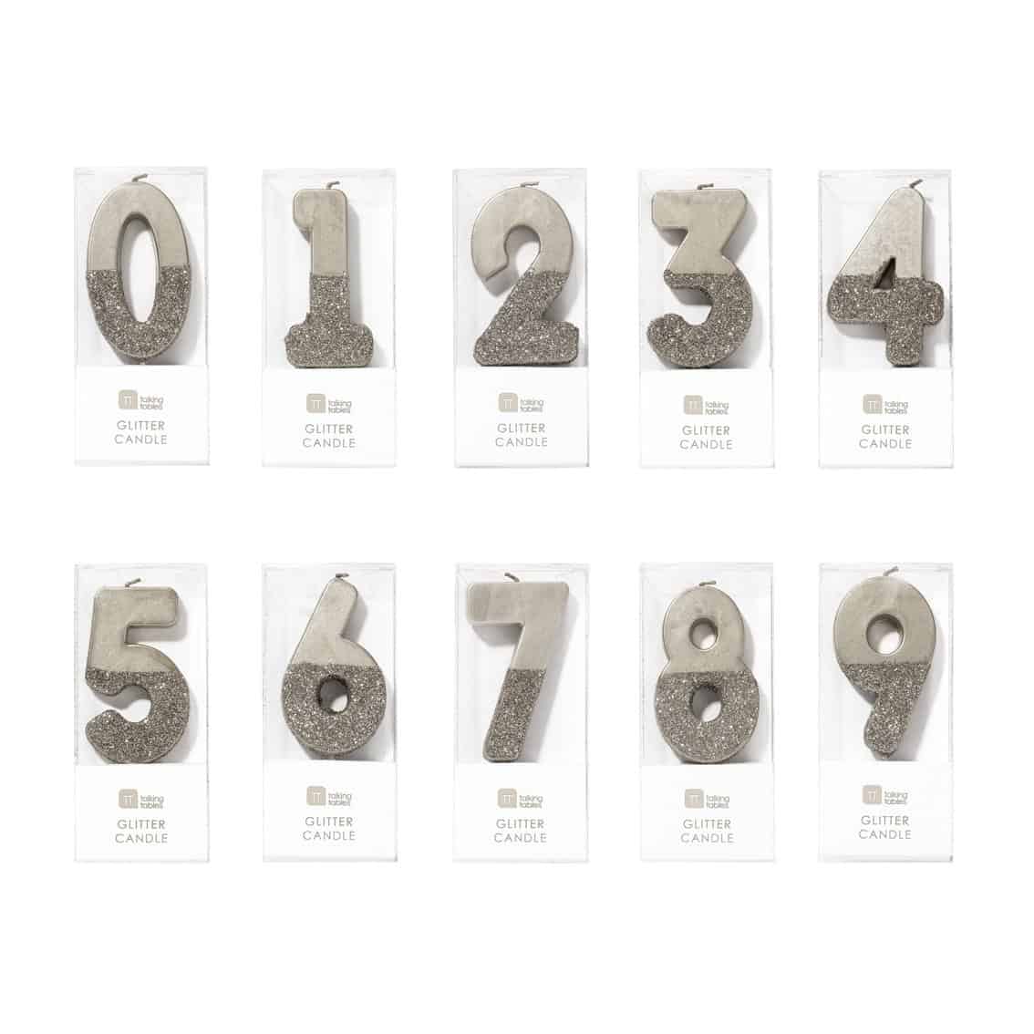 Number 6 Birthday Candle - Silver Glitter | Cake Topper