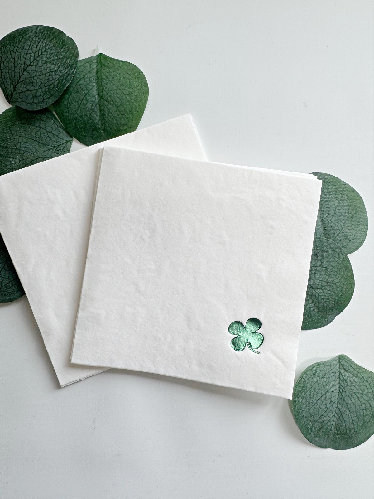 Simple Shamrock Cocktail Napkins Green Foil - St. Patrick's Day Party Napkins Set of 16 | EnFete Party