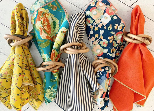 Wood Bangles Napkin Rings Set of 4 - Progressive Dinner Home Hosting Table Setting Essentials