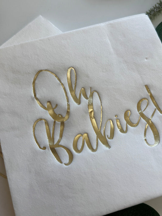 Oh Babies Gold Foil Cocktail Napkins - Misprint Great Value | EnFete Party