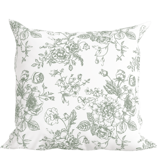 Green Floral Toile Pillow in Rosecrest | EnFete Party