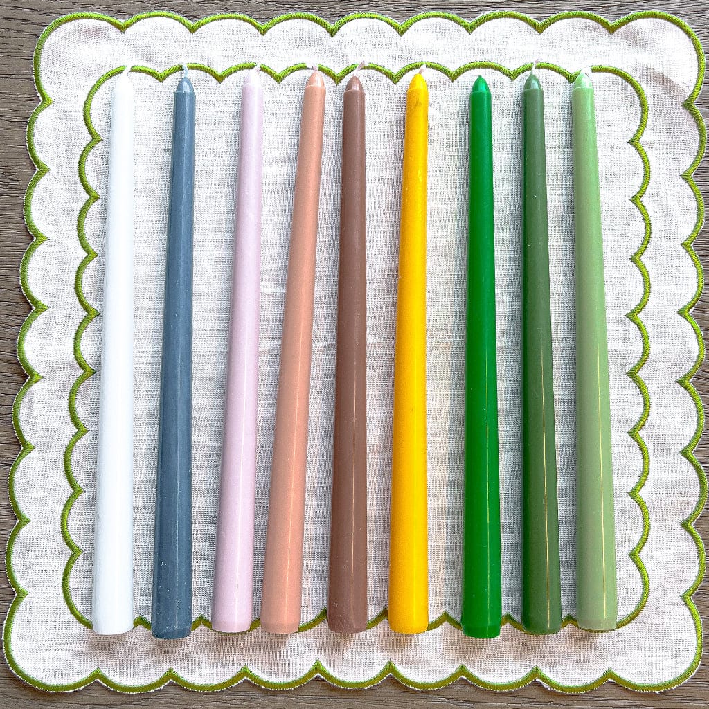 Pine Green Taper Candles 12 Inch Extra Tall - Unscented Dinner Candles Set of 24 | EnFete Party