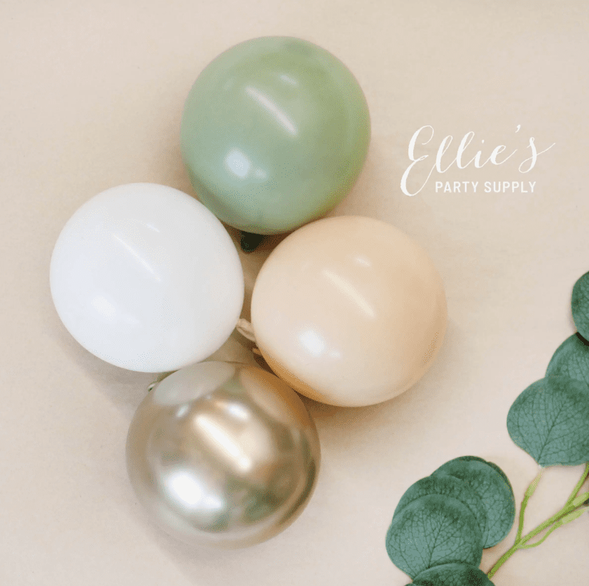 Sage, Gold & White Balloon Garland