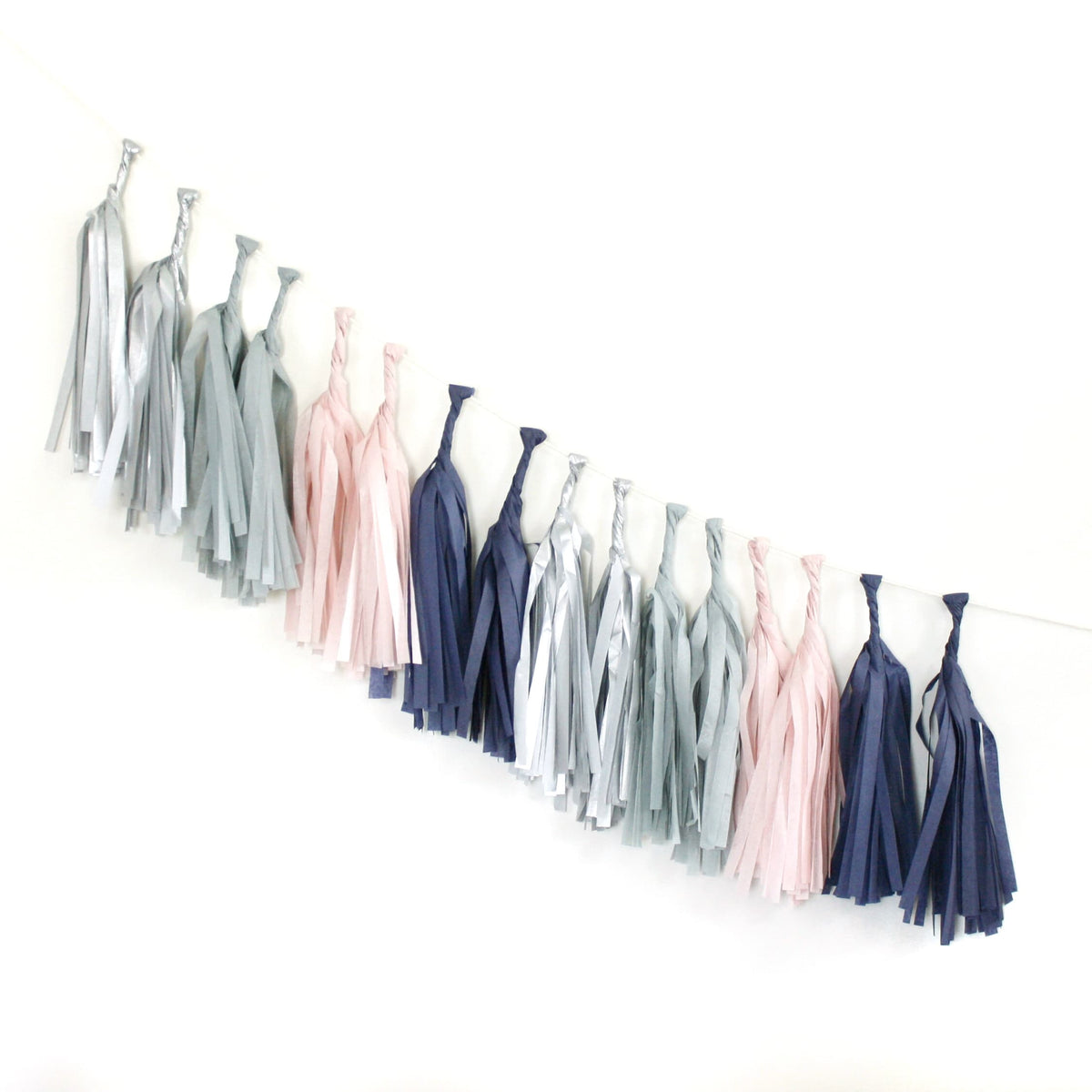 Navy, Blush and Silver Tassel Garland | EnFete Party