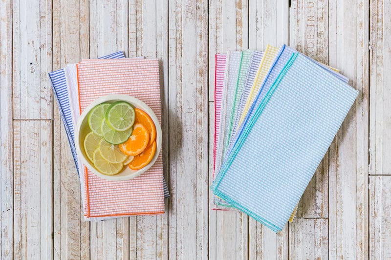 Seersucker Everyday Napkins 18 Inch Set of 4 - Colorful Reusable Cloth Napkins No Ironing Needed | EnFete Party