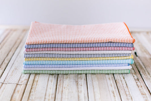 Seersucker Cloth Napkins Set of 8 - Colorful Reusable Napkins No Ironing Needed