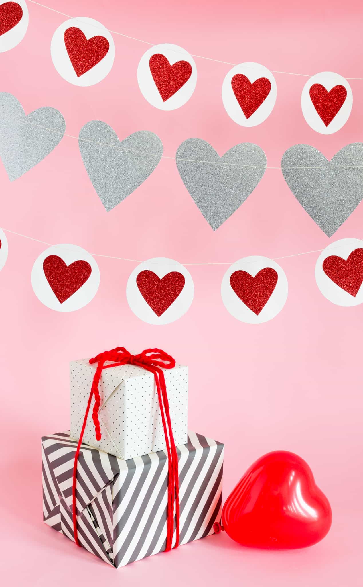 Silver and Red Heart Valentine's Day Garland