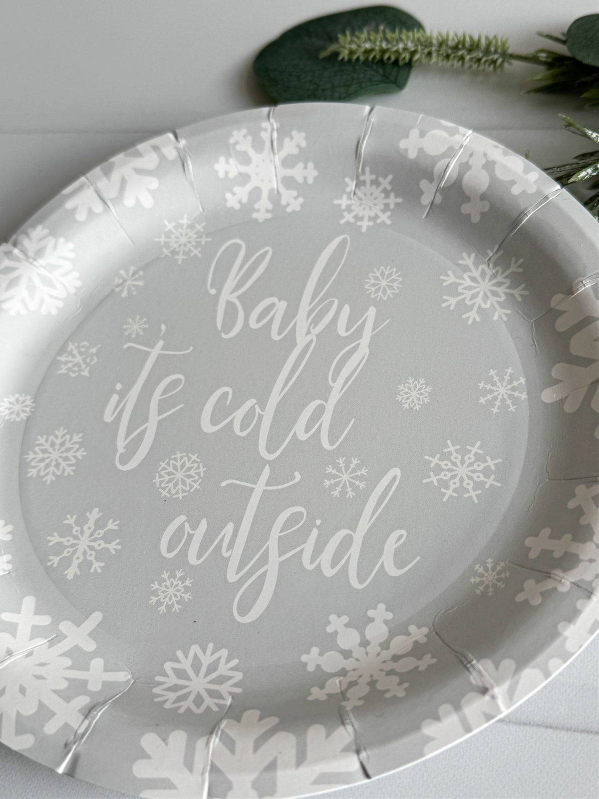 Baby It's Cold Outside Silver Grey Cake Plates | EnFete Party