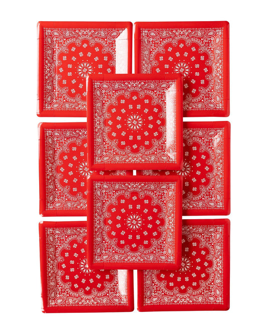 Red Bandana Paper Plate | EnFete Party