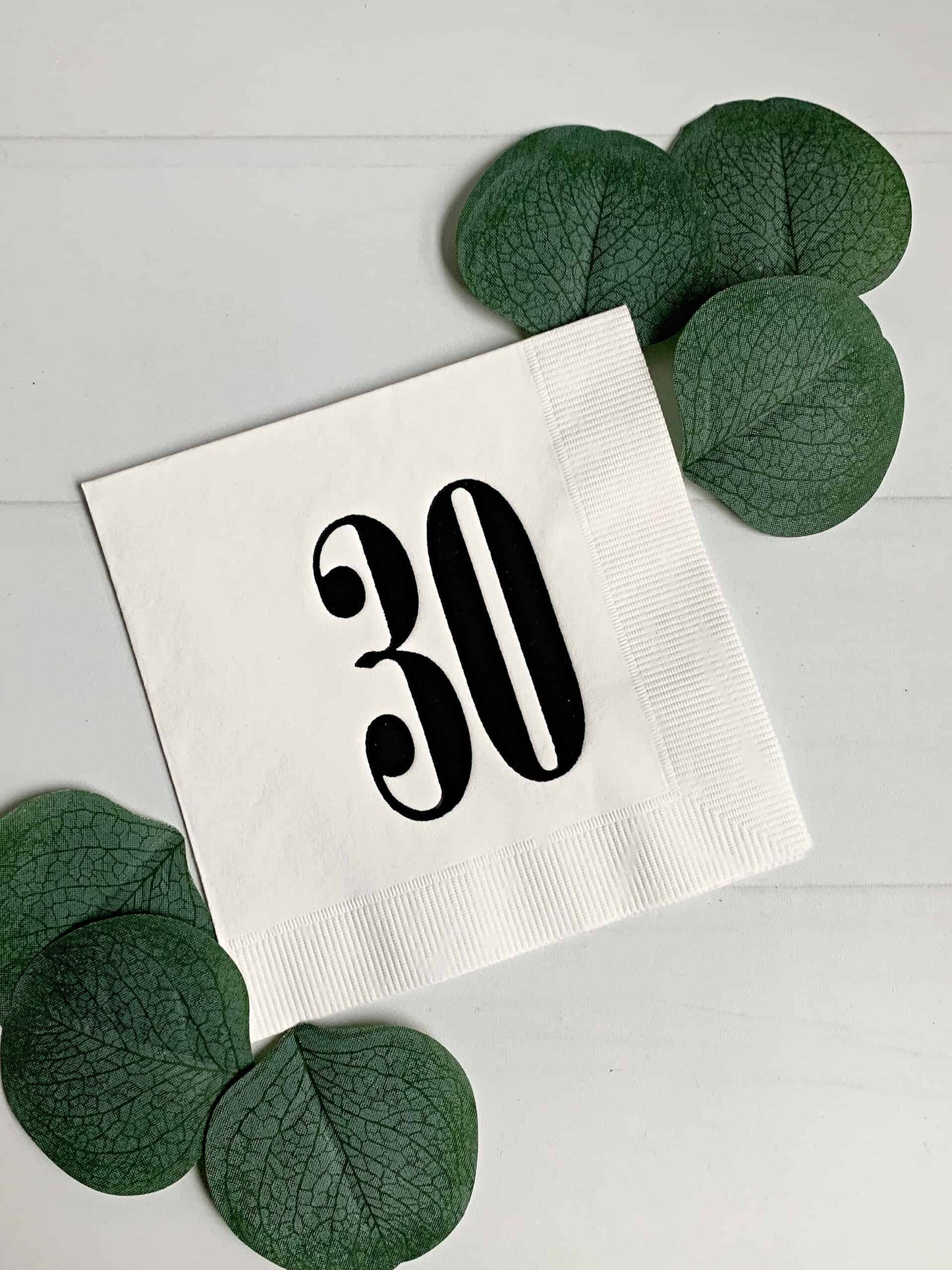 30th Birthday Napkins - White & Black