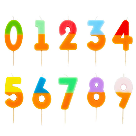 Number 9 Birthday Candle - Two Tone Pink & Orange Ombre - Safari Birthday Cake Topper | EnFete Party